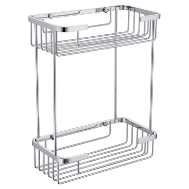 Wholesale Domestic Chrome Chios Rectangular 2 Tier Wall Mounted Wire Basket | | Stainless Steel | 250Mm X 320Mm X 130Mm