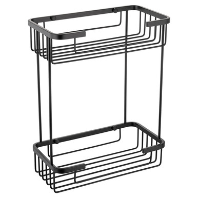 Wholesale Domestic Matt Black Chios Colore Rectangular 2 Tier Wall Mounted Wire Basket | | Stainless Steel | 250Mm X 320Mm X 130Mm