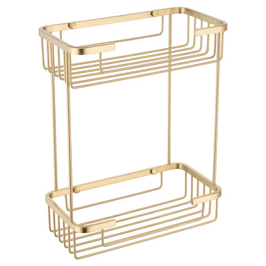 Wholesale Domestic Brushed Brass Chios Colore Rectangular 2 Tier Wall Mounted Wire Basket | | Stainless Steel | 250Mm X 320Mm X 130Mm