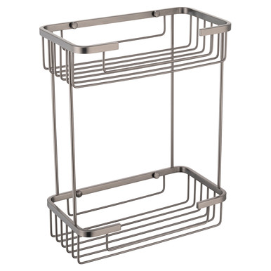 Wholesale Domestic Gunmetal Grey Chios Colore Rectangular 2 Tier Wall Mounted Wire Basket | | Stainless Steel | 250Mm X 320Mm X 130Mm