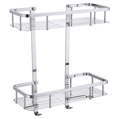 Wholesale Domestic Chrome Delos 2 Tier Wall Mounted Rectangular Basket | | Stainless Steel | 320Mm X 390Mm X 137Mm