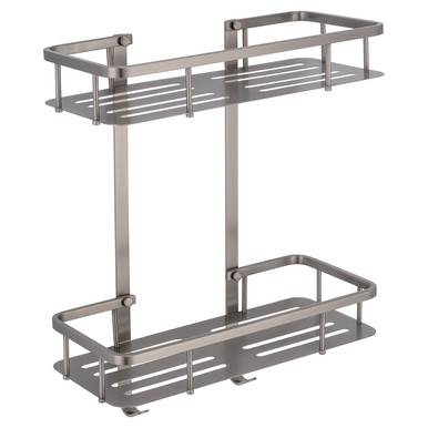 Wholesale Domestic Gunmetal Grey Delos Colore 2 Tier Wall Mounted Rectangular Basket | | Stainless Steel | 320Mm X 390Mm X 137Mm