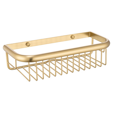 Wholesale Domestic Brushed Brass Edessa Colore Large Wall Mounted Rectangular Wire Basket | | 300Mm X 80Mm X 130Mm