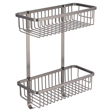 Wholesale Domestic Gunmetal Grey Milos Colore Rectangular 2 Tier Wall Mounted Wire Basket | | Stainless Steel | 300Mm X 390Mm X 130Mm