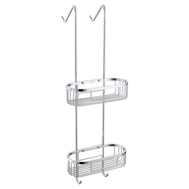 Wholesale Domestic Chrome Serres Oval 2 Tier Hanging Shower Caddy | | Stainless Steel | 270Mm X 750Mm X 245Mm
