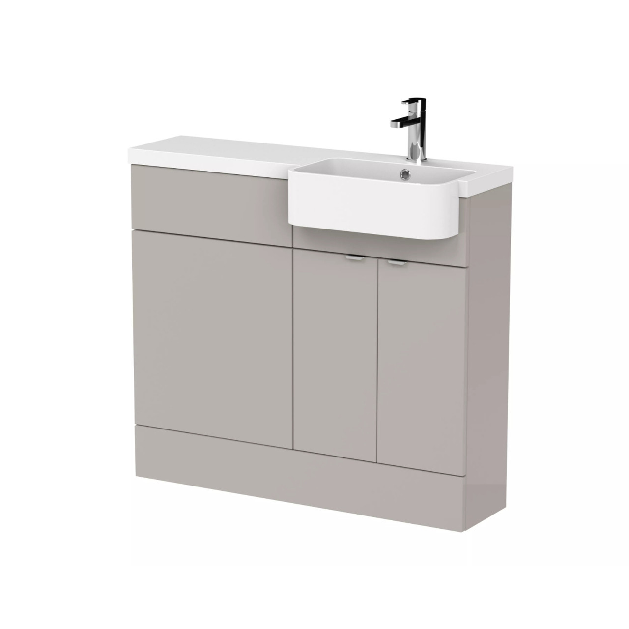 Hudson Reed Fusion 2 Door Combination Vanity Unit Toilet Suite with Right Hand Round Semi Recessed Basin