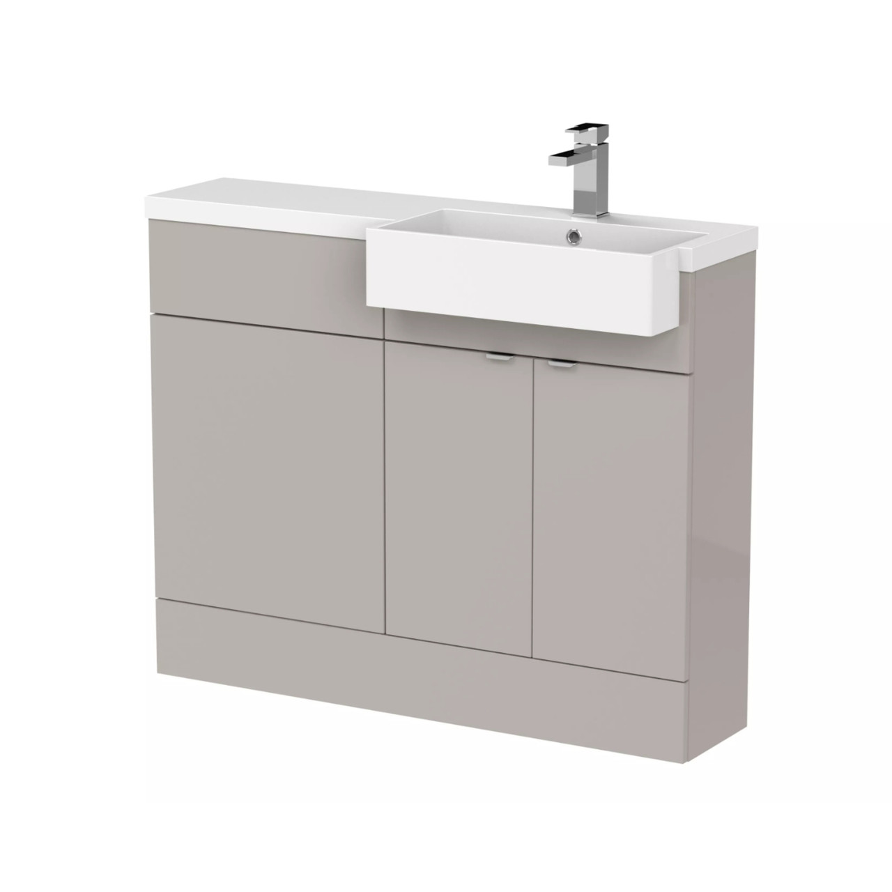 Hudson Reed Fusion 2 Door Combination Vanity Unit Toilet Suite with Right Hand Square Semi Recessed Basin