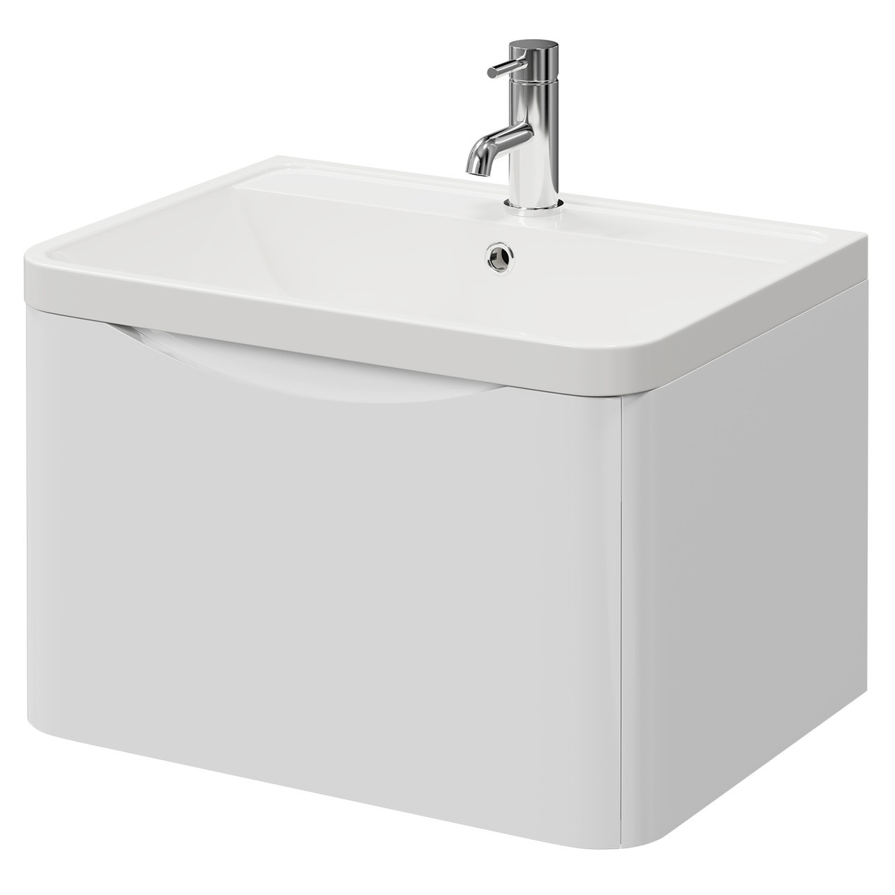 Vela Wall Mounted Single Drawer Vanity Unit with Anya Basin