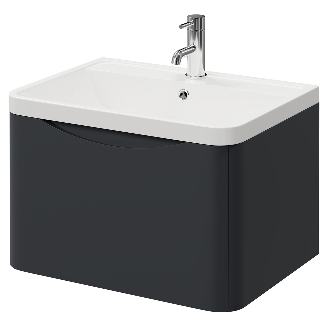Vela Wall Mounted Single Drawer Vanity Unit with Anya Basin