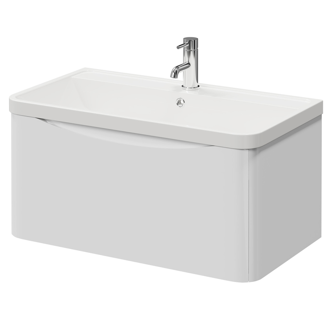 Vela Wall Mounted Single Drawer Vanity Unit with Anya Basin
