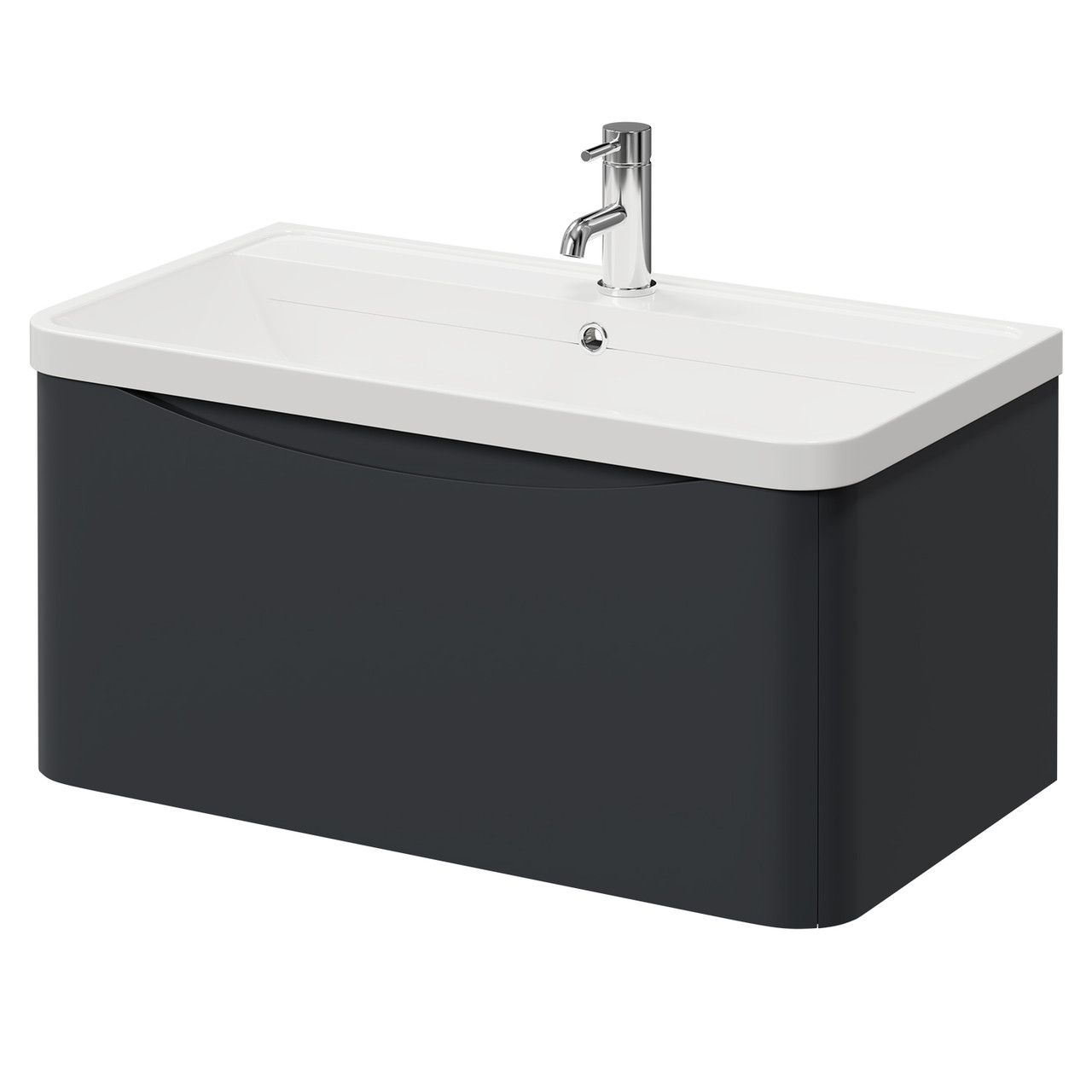 Vela Wall Mounted Single Drawer Vanity Unit with Anya Basin