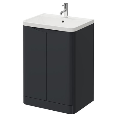 Wholesale Domestic Satin Anthracite Vela 2 Door Vanity Unit With Leni Basin | | Mfc | 600Mm