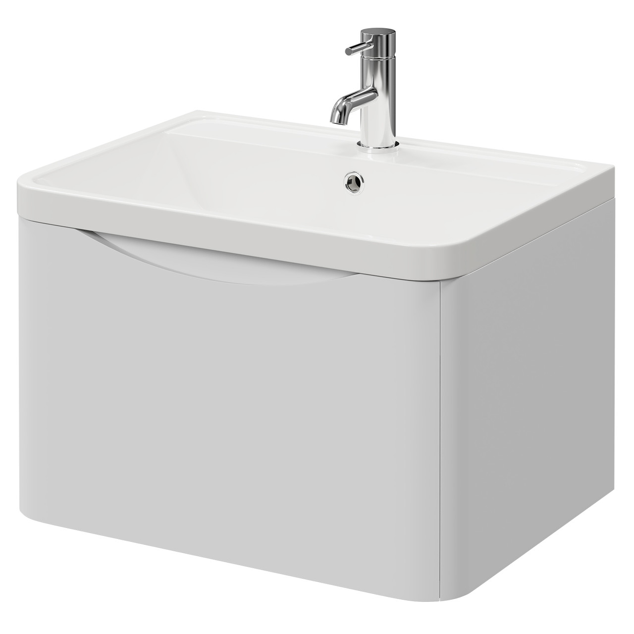 Vela Wall Mounted Single Drawer Vanity Unit with Leni Basin