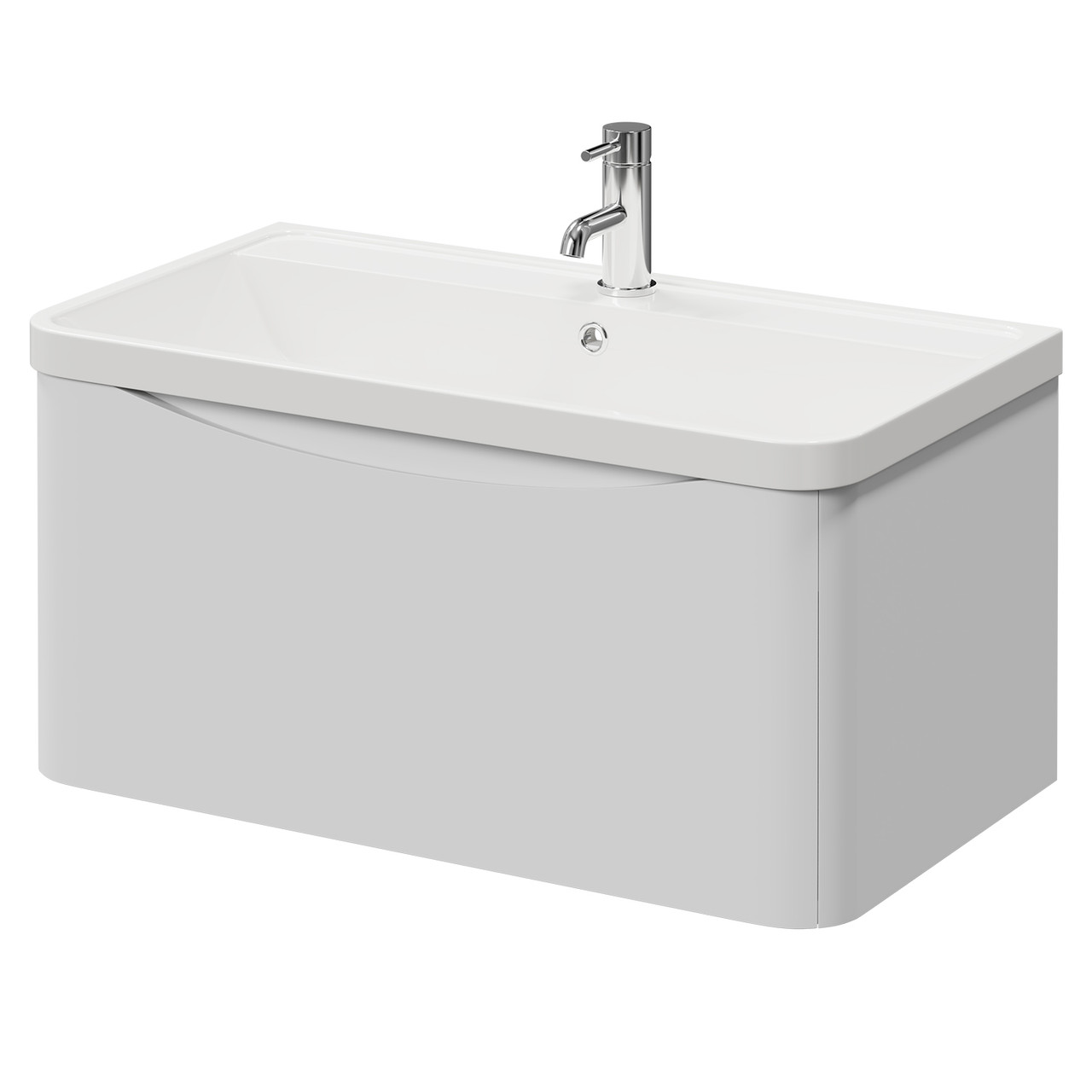 Vela Wall Mounted Single Drawer Vanity Unit with Leni Basin