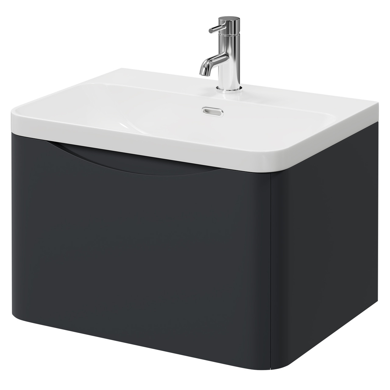 Vela Wall Mounted Single Drawer Vanity Unit with Fina Basin