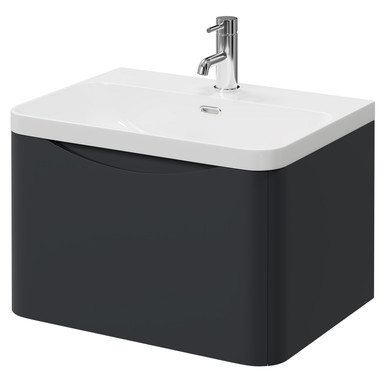 Wholesale Domestic Satin Anthracite Vela Wall Mounted Single Drawer Vanity Unit With Fina Basin | | Mfc | 600Mm