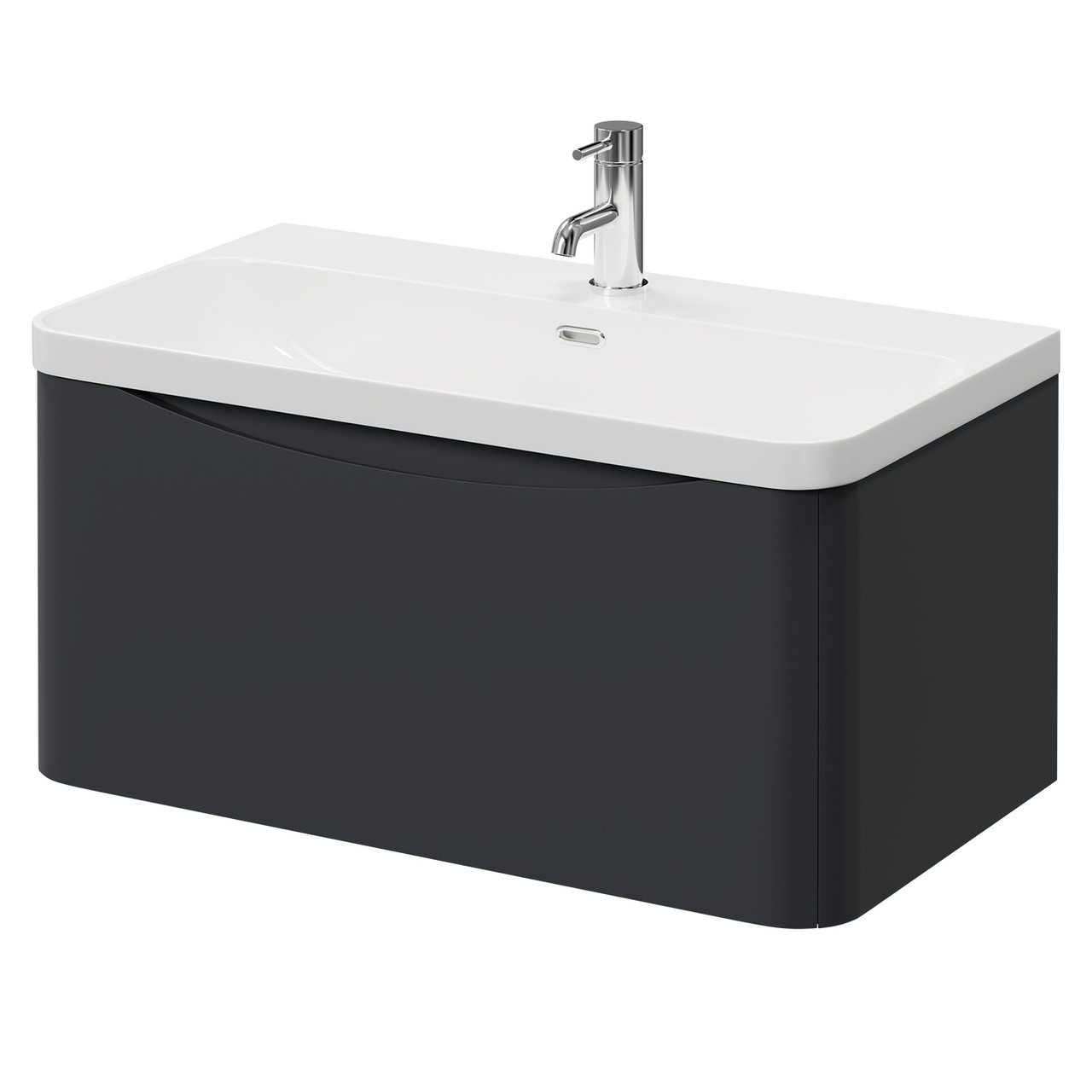 Vela Wall Mounted Single Drawer Vanity Unit with Fina Basin