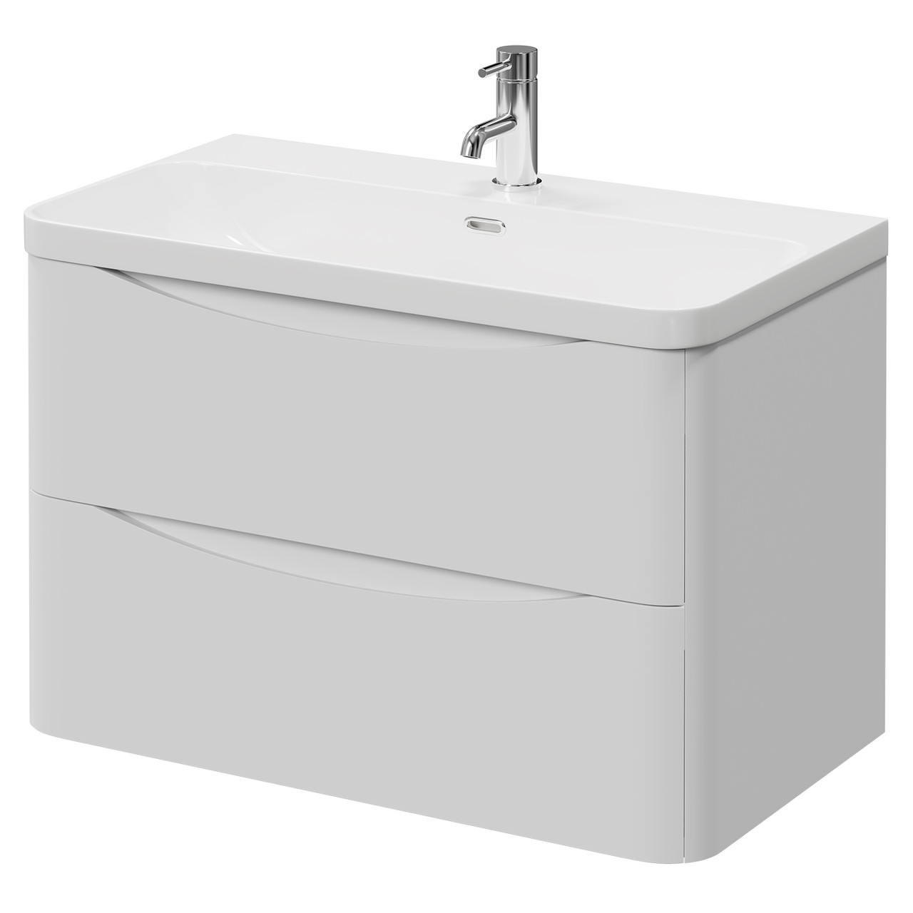 Vela Wall Mounted 2 Drawer Vanity Unit with Fina Basin