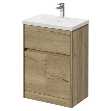 Wholesale Domestic Autumn Oak Montego 1 Drawer 2 Door Vanity Unit With Glide Basin | | Mdf | 600Mm