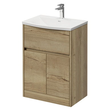 Wholesale Domestic Autumn Oak Montego 1 Drawer 2 Door Vanity Unit With Arc Basin | | Mdf | 600Mm