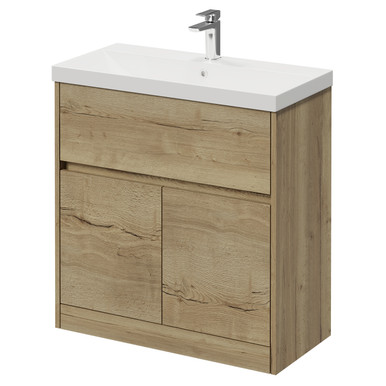 Wholesale Domestic Autumn Oak Montego 1 Drawer 2 Doors Vanity Unit With Rimini Basin | | Mdf | 800Mm