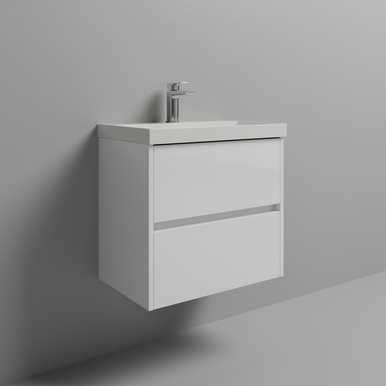 Wholesale Domestic Gloss White Montego Wall Mounted 2 Drawer Vanity Unit With Rimini Basin | | Mdf | 600Mm