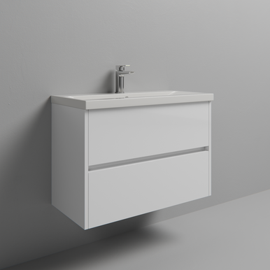 Wholesale Domestic Gloss White Montego Wall Mounted 2 Drawer Vanity Unit With Glide Basin | | Mdf | 800Mm
