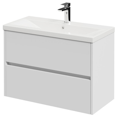 Wholesale Domestic Satin White Montego 2 Drawer Wall Mounted Vanity Unit With Glide Basin | | Mdf | 800Mm