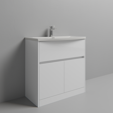 Wholesale Domestic Gloss White Montego 1 Drawer 2 Door Vanity Unit With Arc Basin | | Mdf | 800Mm