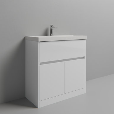 Wholesale Domestic Gloss White Montego 1 Drawer 2 Door Vanity Unit With Rimini Basin | | Mdf | 800Mm