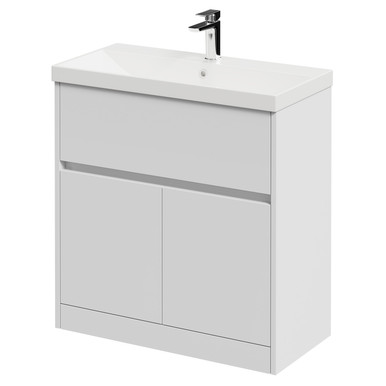 Wholesale Domestic Satin White Montego 1 Drawer 2 Door Vanity Unit With Rimini Basin | | Mdf | 800Mm