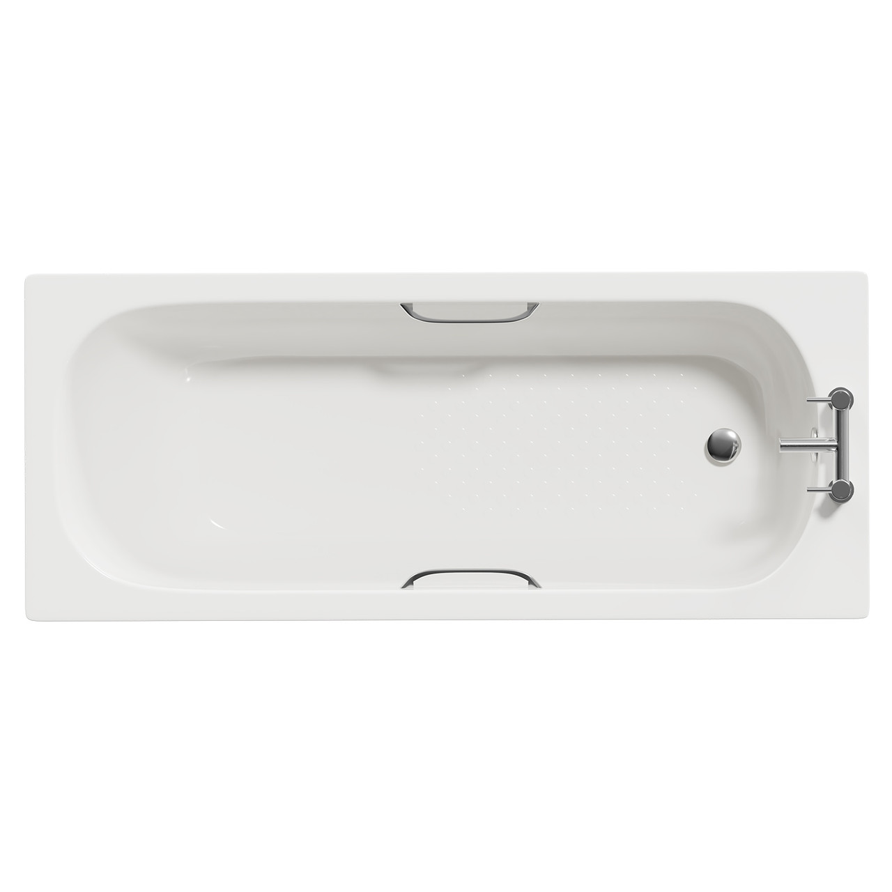Elara Anti Slip Straight Single Ended Steel Bath with Chrome Grips and 2 Tap Holes including Legs