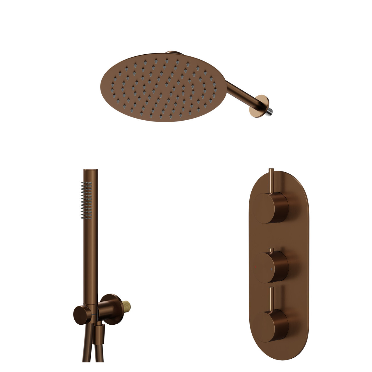 Colore Triple Thermostatic Valve Mixer Shower Including Round Fixed Shower Head