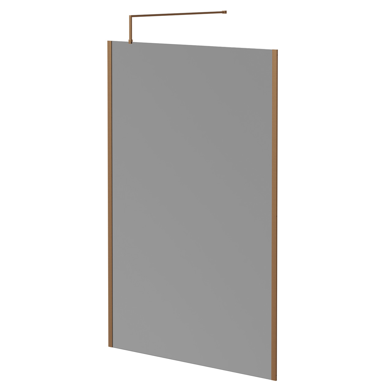 Pacco 8mm Smoked Glass Walk In Shower Screen including Wall Channel with End Profile and Support Bar