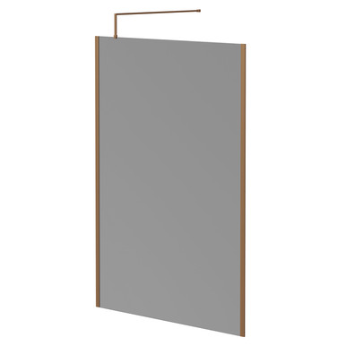 Wholesale Domestic Brushed Bronze Pacco 8Mm Smoked Glass Walk In Shower Screen Including Wall Channel With End Profile And Support Bar | | Glass/Aluminium | 1950Mm X 1400Mm
