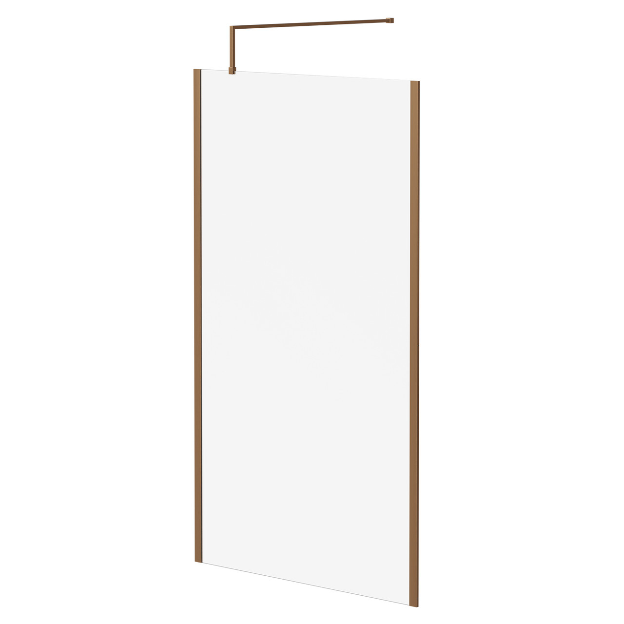 Pacco 8mm Clear Glass Walk In Shower Screen including Wall Channel with End Profile and Support Bar
