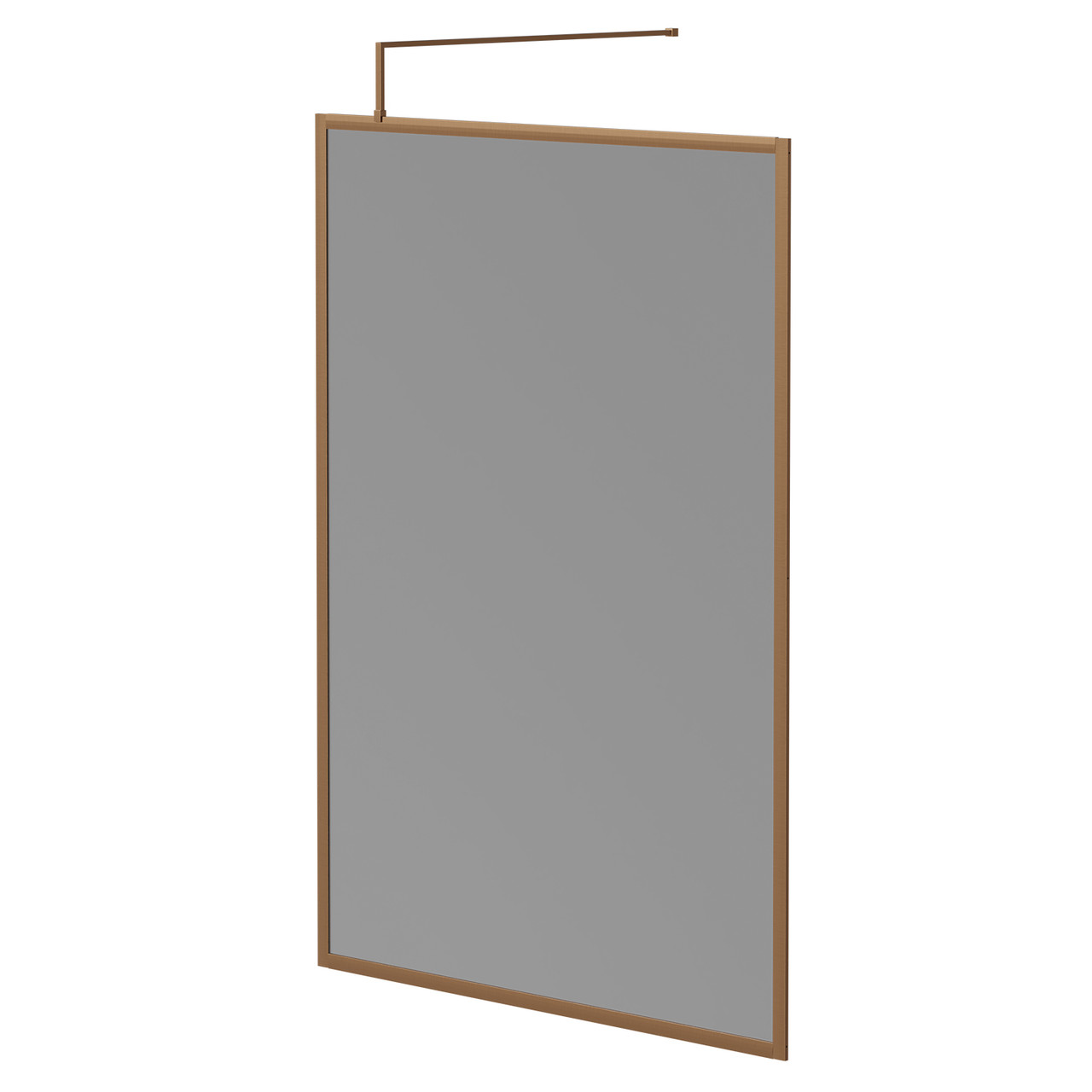 Pacco 8mm Smoked Glass Fully Framed Walk In Shower Screen including Wall Channel and Support Bar