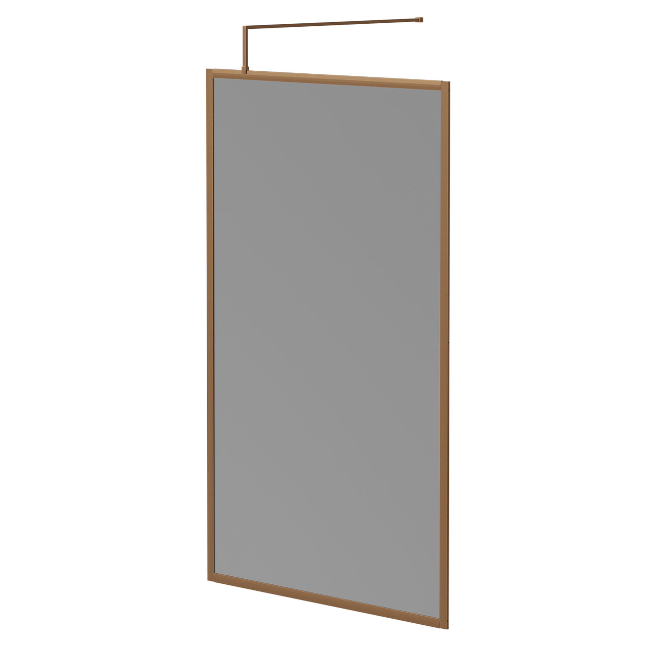 Pacco 8mm Smoked Glass Fully Framed Walk In Shower Screen including Wall Channel and Support Bar