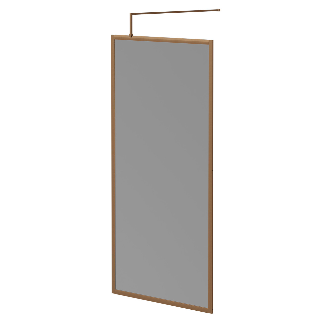 Pacco 8mm Smoked Glass Fully Framed Walk In Shower Screen including Wall Channel and Support Bar