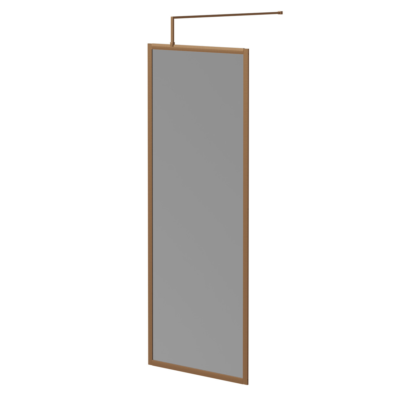 Pacco 8mm Smoked Glass Fully Framed Walk In Shower Screen including Wall Channel and Support Bar