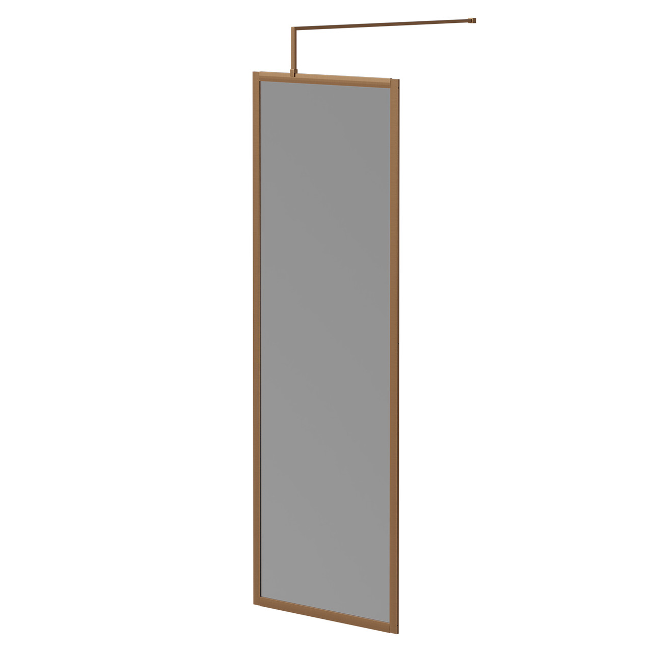 Pacco 8mm Smoked Glass Fully Framed Walk In Shower Screen including Wall Channel and Support Bar