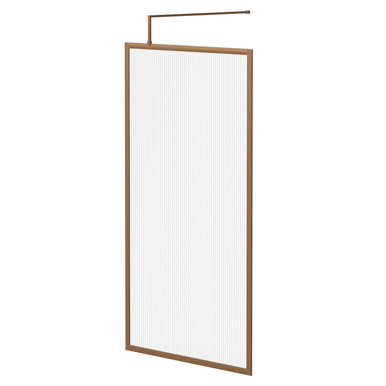 Wholesale Domestic Brushed Bronze Pacco 8Mm Fluted Glass Fully Framed Walk In Shower Screen Including Wall Channel And Support Bar | | Glass/Aluminium | 1850Mm X 1000Mm