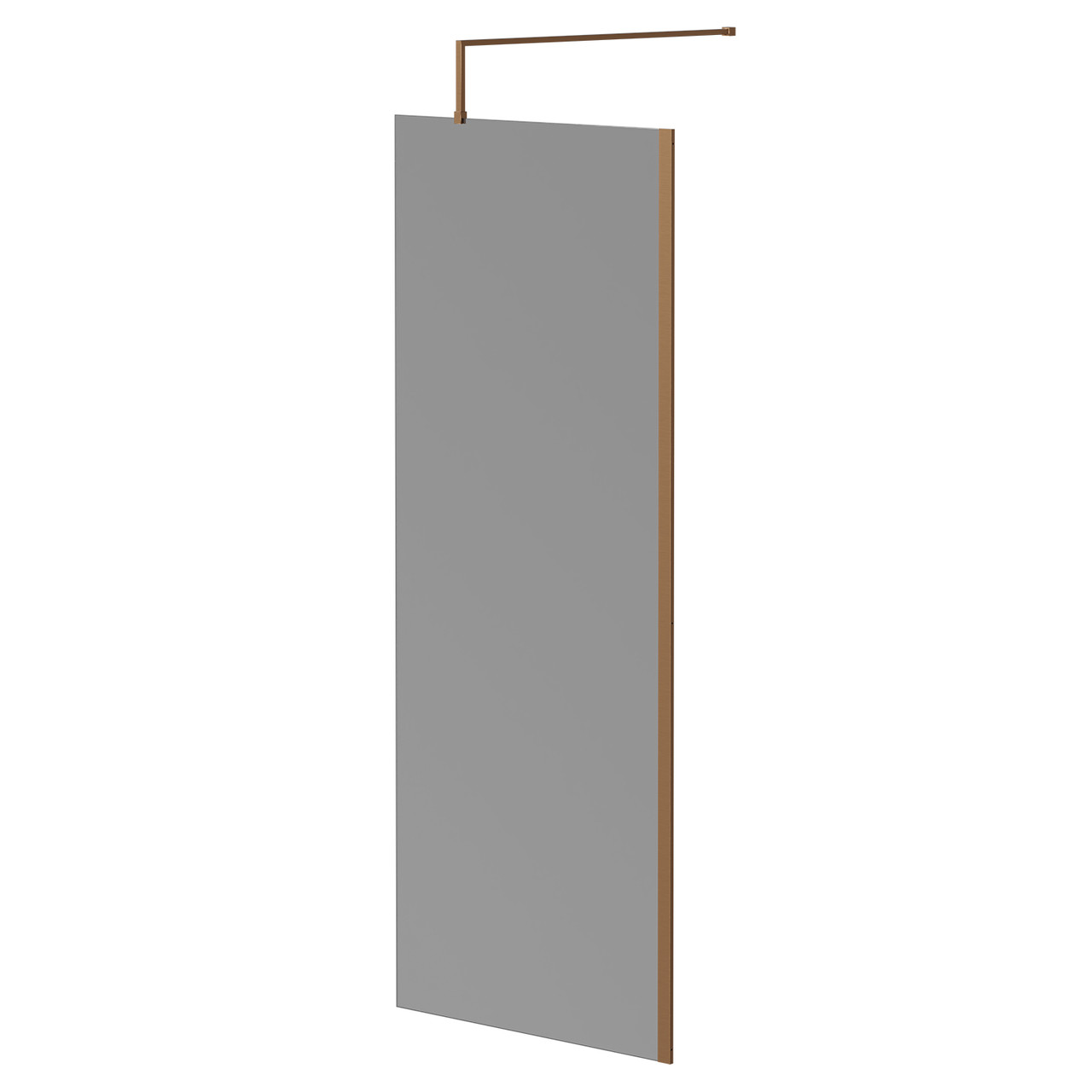 Pacco 8mm Smoked Glass Walk In Shower Screen including Wall Channel and Support Bar