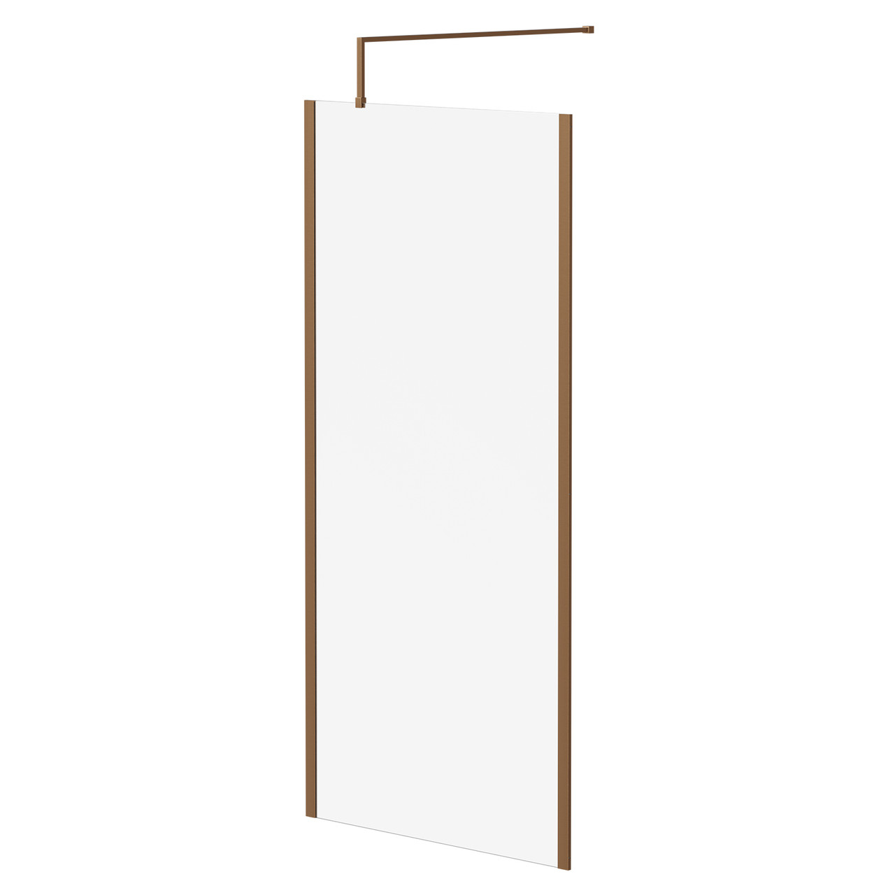 Pacco 8mm Clear Glass Walk In Shower Screen including Wall Channel with End Profile and Support Bar