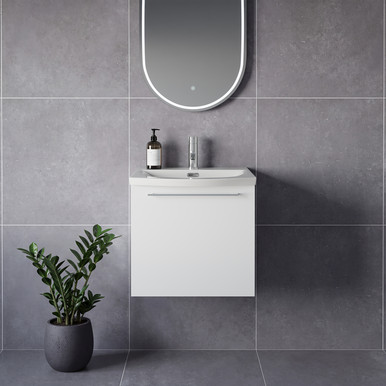 Napoli 390 Wall Mounted Single Drawer Vanity Unit with Arc Basin