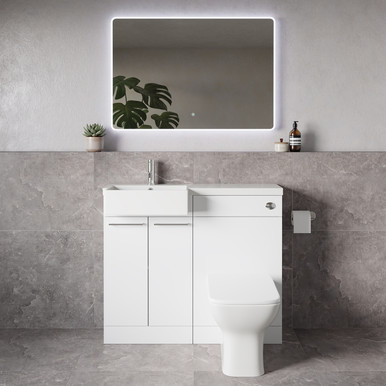 Napoli 250 2 Door Vanity Unit Toilet Suite with Left Hand Square Rico Semi Recessed Basin