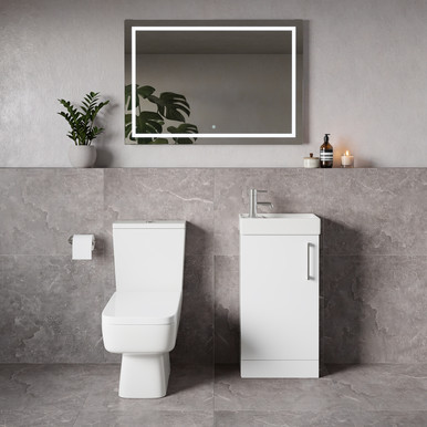 Napoli Cube Single Door Vanity Unit and Toilet Suite with Align Basin