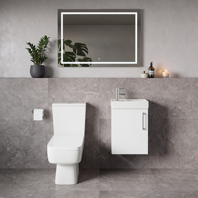 Napoli Cube Single Door Wall Mounted Vanity Unit and Toilet Suite with Align Basin