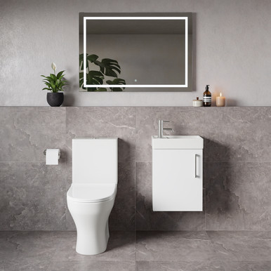 Napoli Cube Single Door Wall Mounted Vanity Unit and Jubilee Toilet Suite with Align Basin