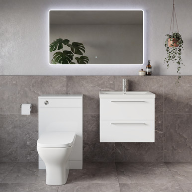 Napoli 390 Wall Mounted 2 Drawer Vanity Unit and Toilet Suite with Glide Basin